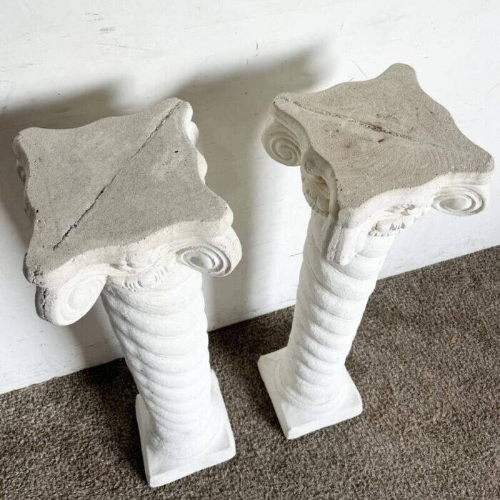 regency white plaster columns pedestals a pair 2761