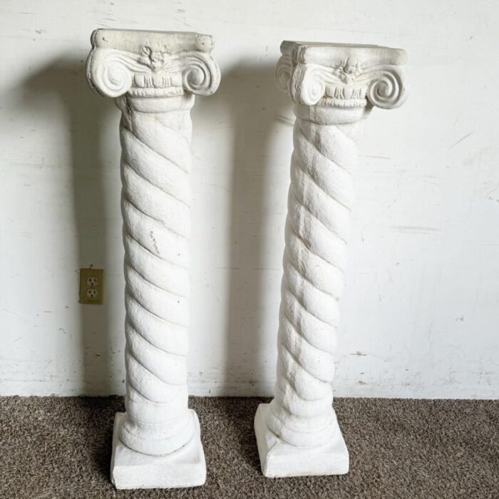 regency white plaster columns pedestals a pair 5105