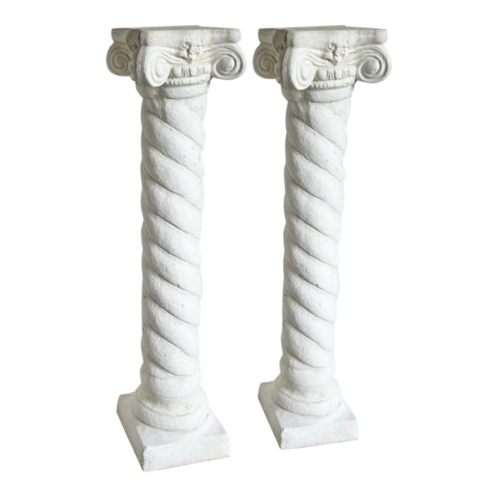 regency white plaster columns pedestals a pair 7389