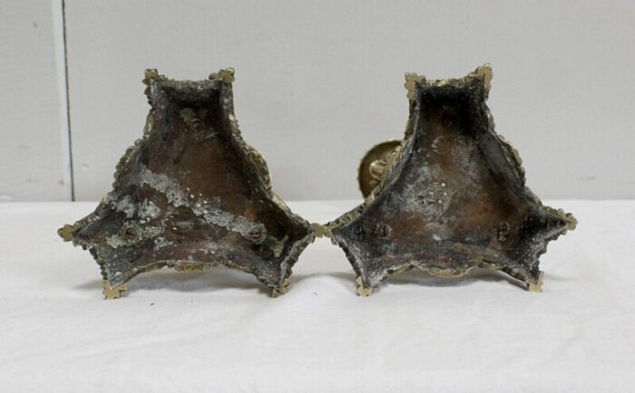 restoration period bronze and marble candlesticks 19th century set of 2 18