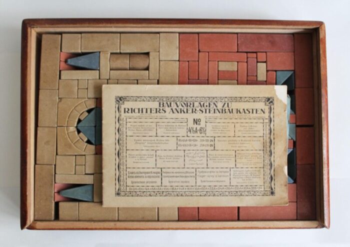 richters stone anchor building blocks box 1890s set of 2 4696