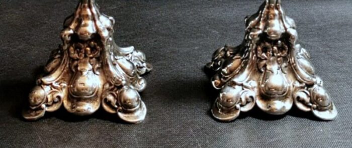 rococo style italian silver candleholders 1950s set of 2 10