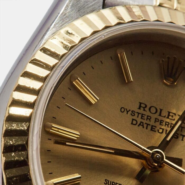 rolex champagne 18k yellow gold stainless steel datejust 69173 womens wristwatch 26 mm 0819