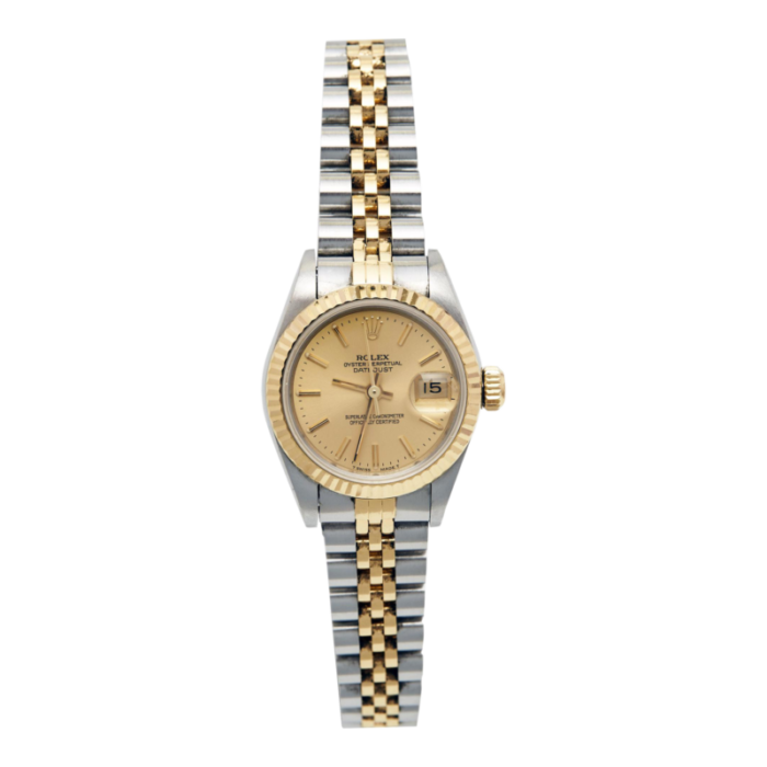 rolex champagne 18k yellow gold stainless steel datejust 69173 womens wristwatch 26 mm 2101