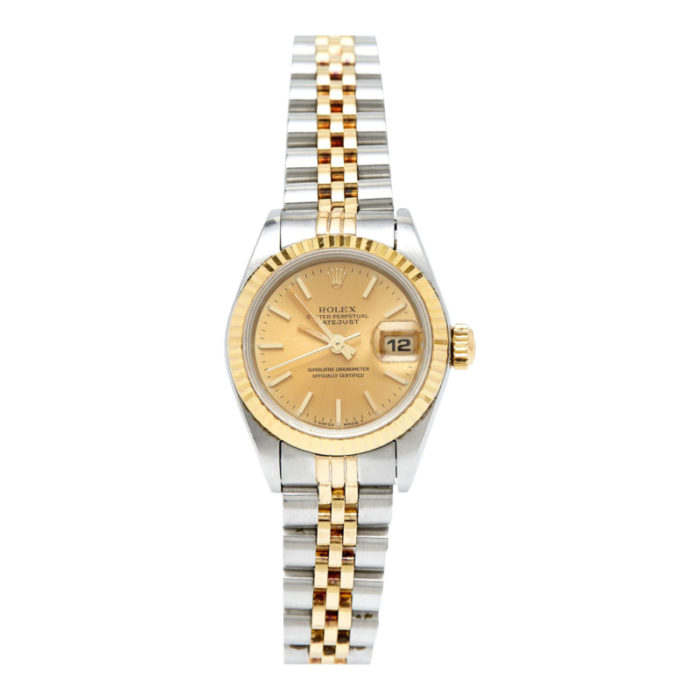 rolex champagne 18k yellow gold stainless steel datejust 69173 womens wristwatch 26 mm 4287