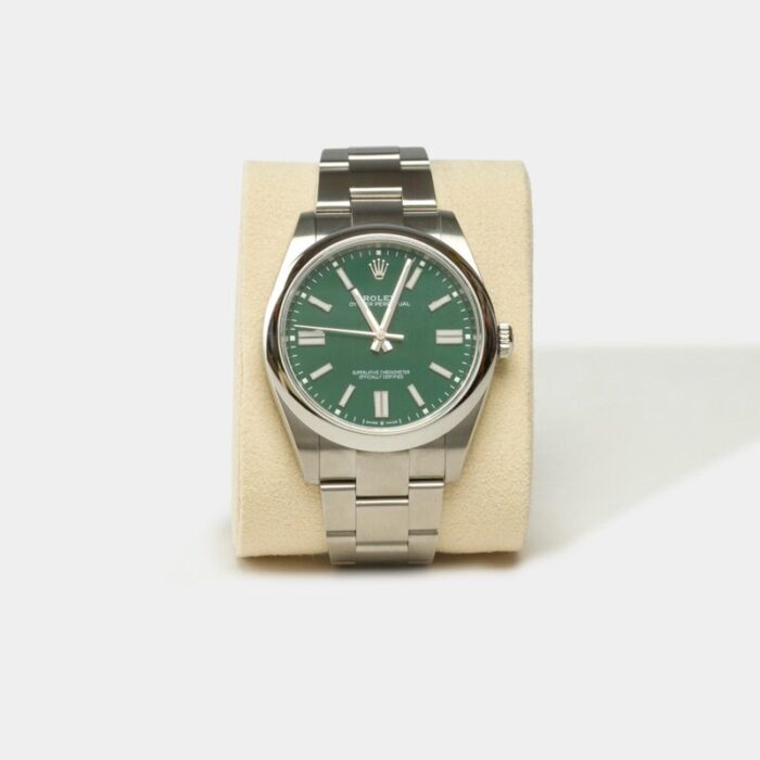 rolex oyster perpetual 41mm green in steel 5479