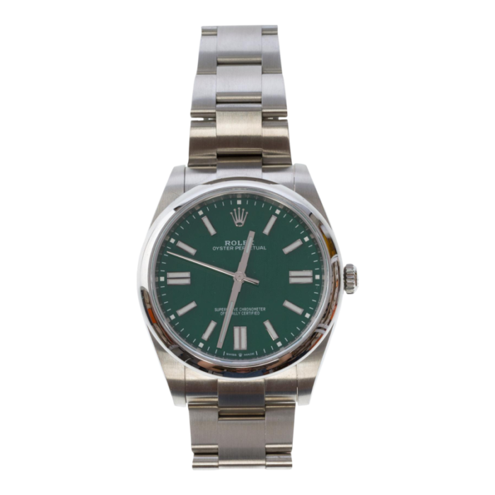 rolex oyster perpetual 41mm green in steel 8131