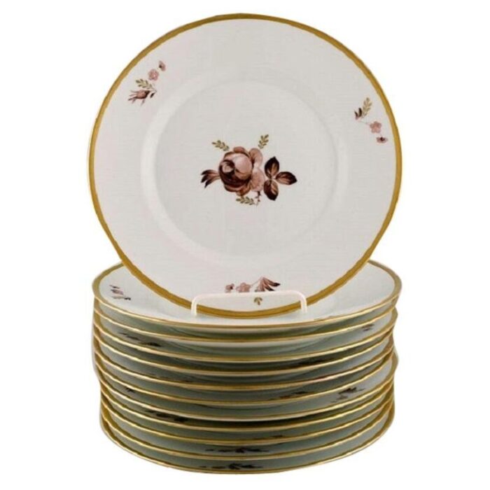 royal copenhagen brown rose plates 1960s set of 12 1