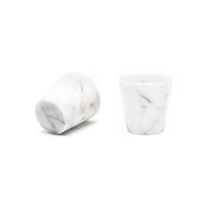 satin white carrara marble handmade grappa glasses from fiammetta v set of 2 6