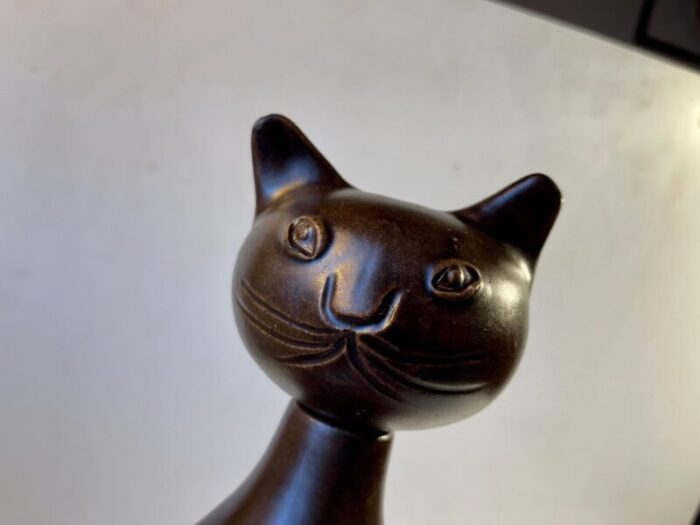 scandinavian glazed ceramic cat vase by bjerre 1970s 5