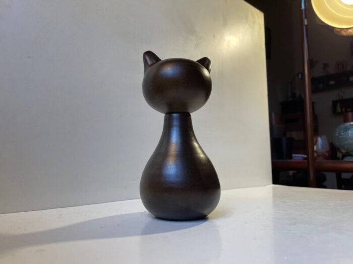 scandinavian glazed ceramic cat vase by bjerre 1970s 6