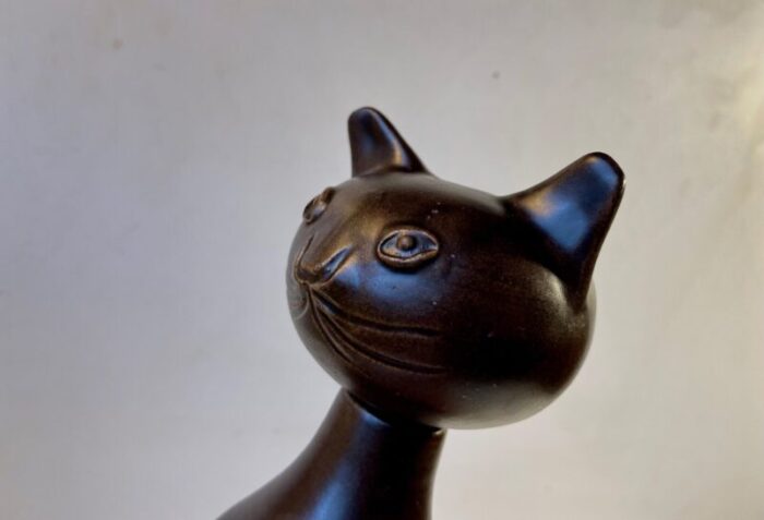 scandinavian glazed ceramic cat vase by bjerre 1970s 7