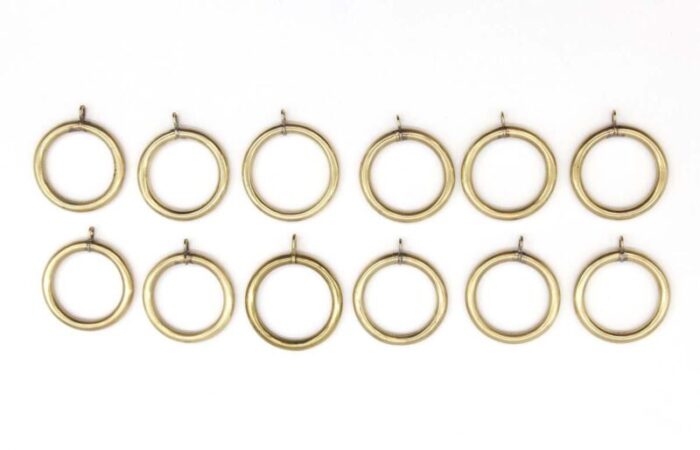 set of 12 vintage polished brass curtain rings 6628