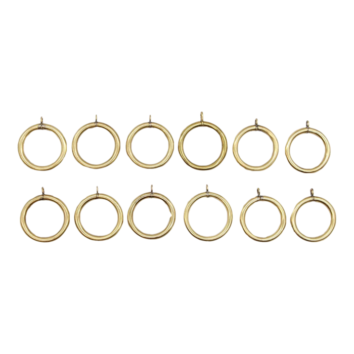 set of 12 vintage polished brass curtain rings 7539