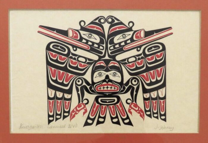 set of 3 native american mid century modern abstract bird lithographs prints signed 2051