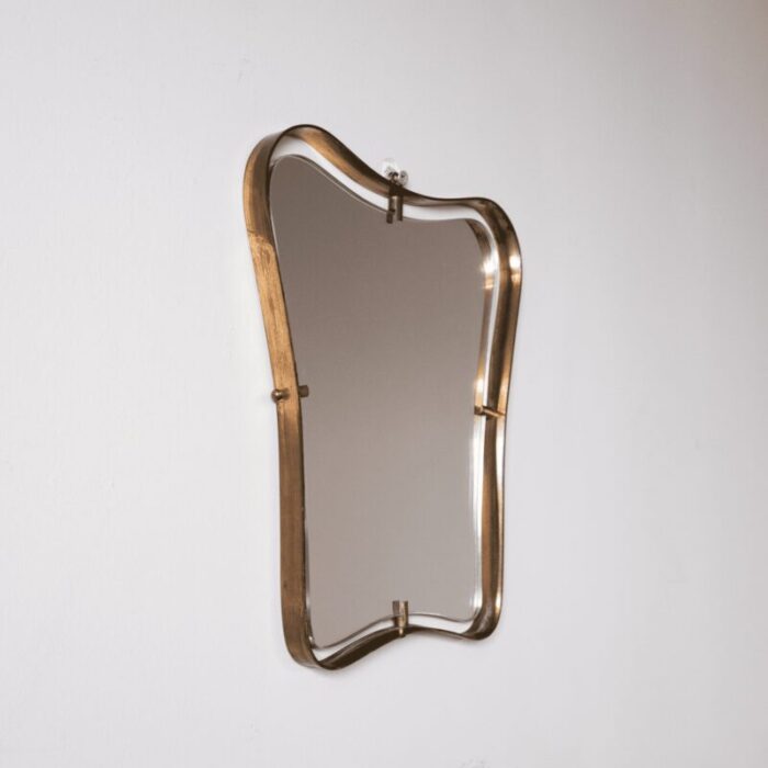 shaped mirror with brass frame from fontana arte 5871