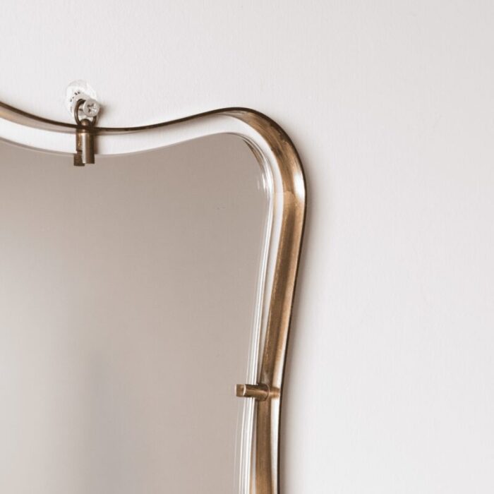 shaped mirror with brass frame from fontana arte 6466