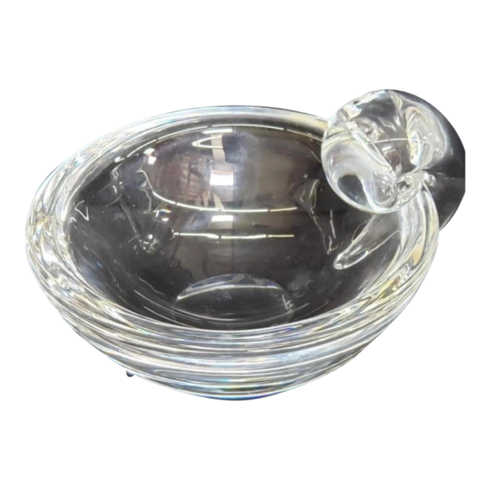 signed early 20th century handmade mouth blown crystal art glass stuben bowl with handle 4 5153