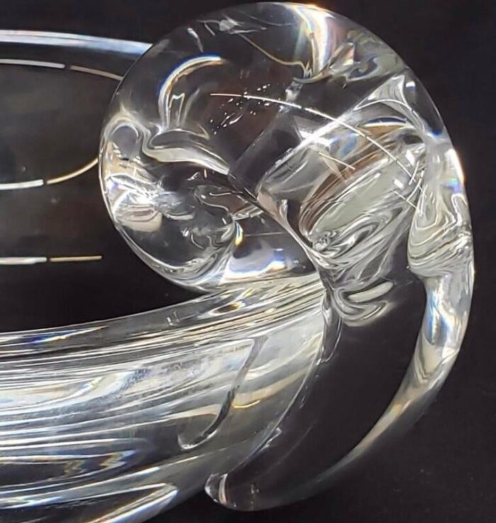 signed early 20th century handmade mouth blown crystal art glass stuben bowl with handle 4 7945