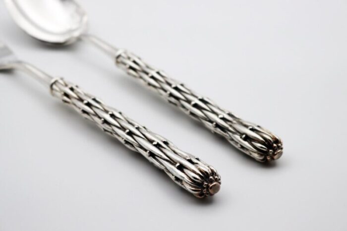 silver bronze serving spoon and fork by richard lauret set of 2 3