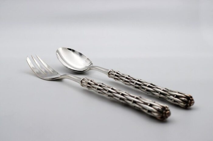 silver bronze serving spoon and fork by richard lauret set of 2 6