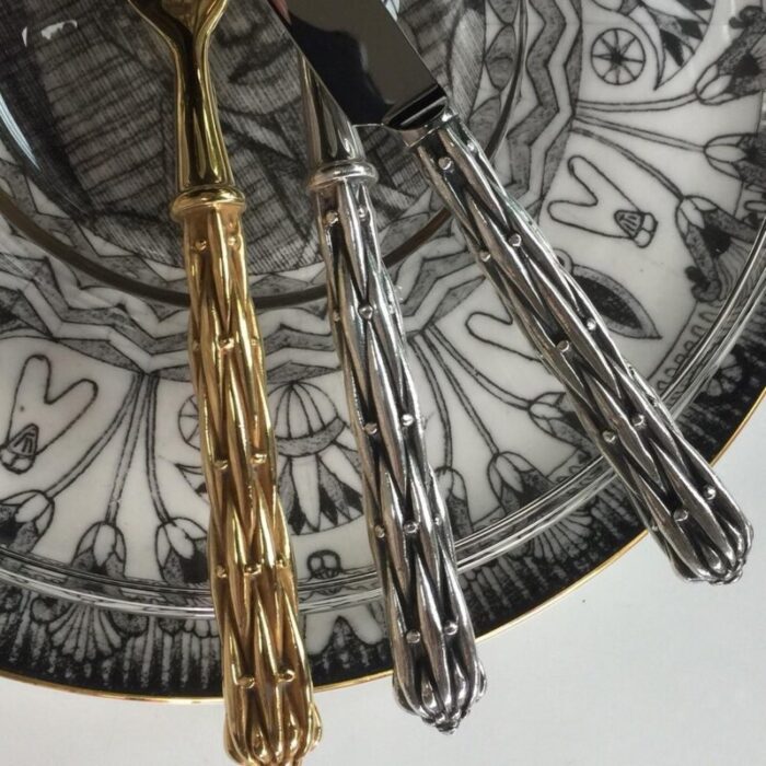 silver bronze serving spoon and fork by richard lauret set of 2 7