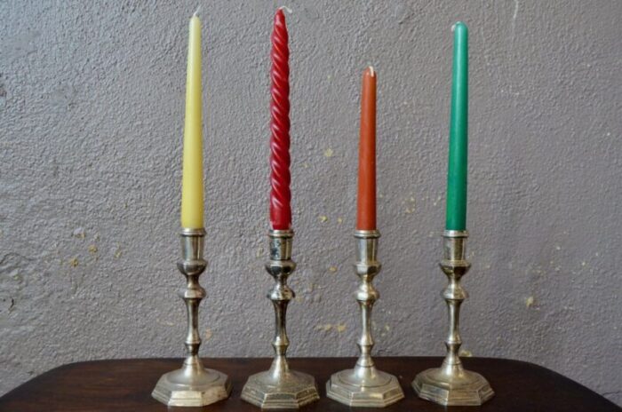 silver metal candlesticks set of 4 1