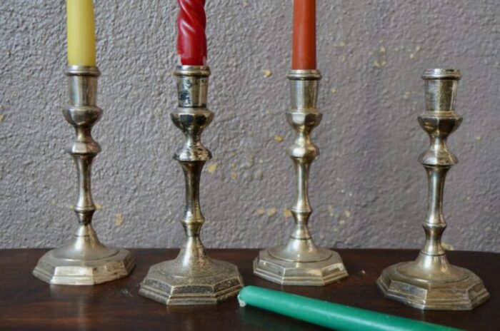 silver metal candlesticks set of 4 2