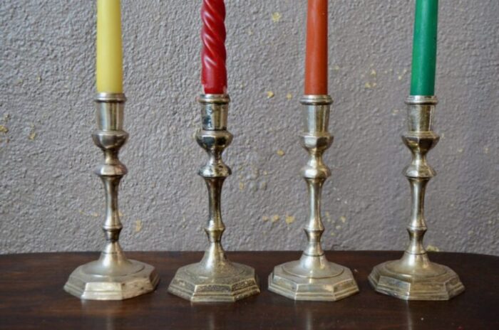 silver metal candlesticks set of 4 3