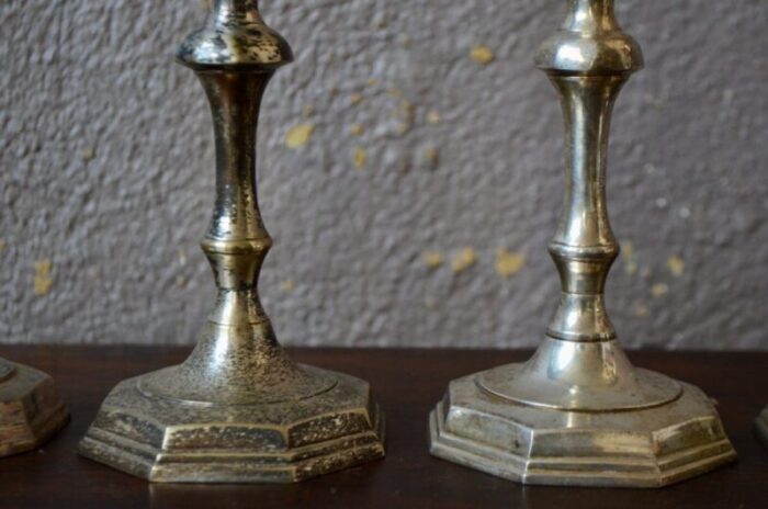 silver metal candlesticks set of 4 7