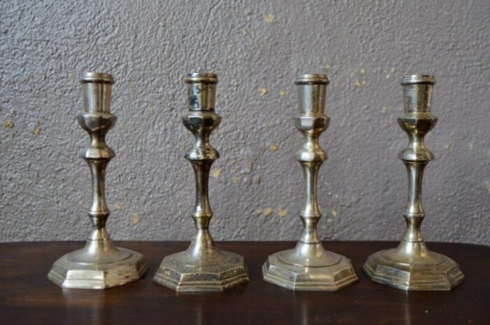 silver metal candlesticks set of 4 8