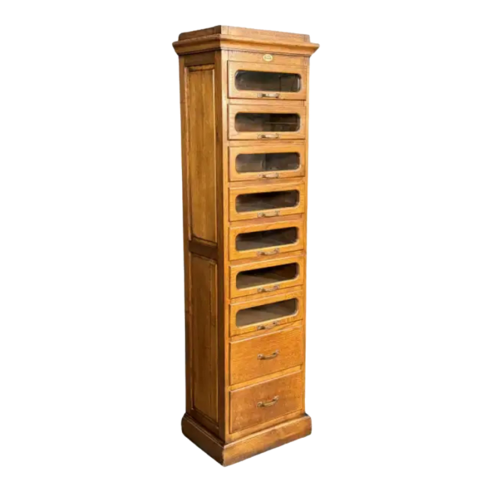 single haberdashers cabinet with glass fronted drawers from harrods london 4712