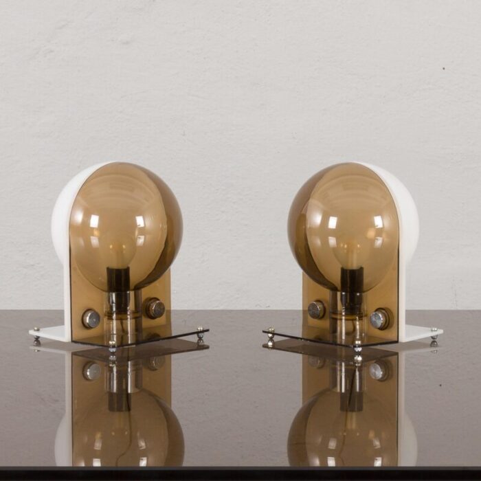 sirio table lamps by sergio brazzoli and ermanno lampa for guzzini italy 1970s set of 2 3433