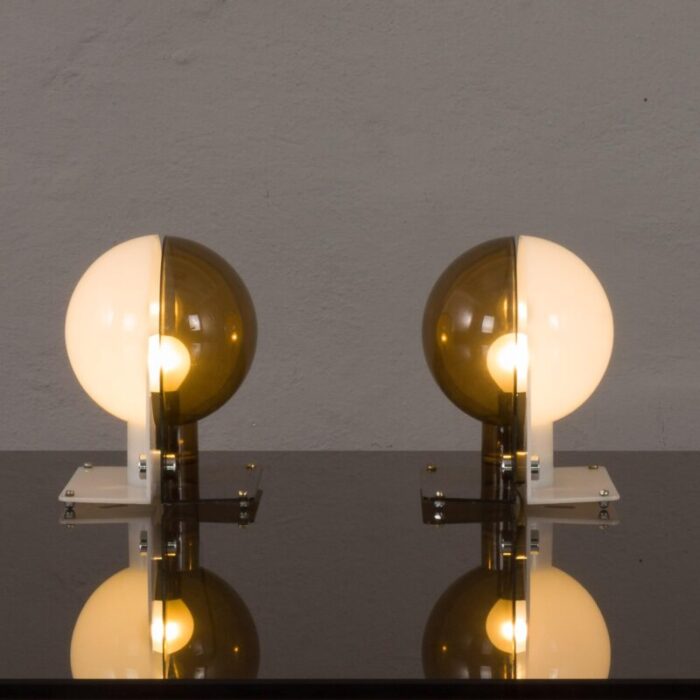 sirio table lamps by sergio brazzoli and ermanno lampa for guzzini italy 1970s set of 2 3775