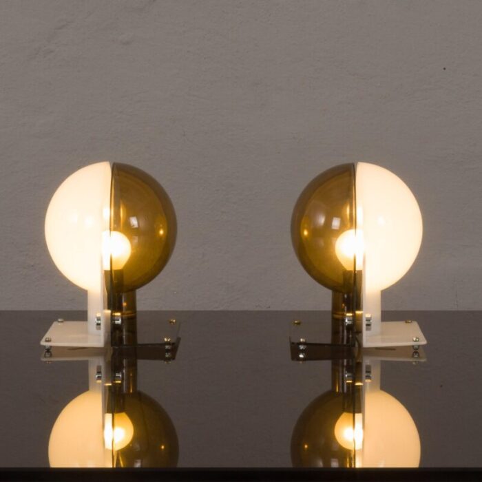 sirio table lamps by sergio brazzoli and ermanno lampa for guzzini italy 1970s set of 2 8254