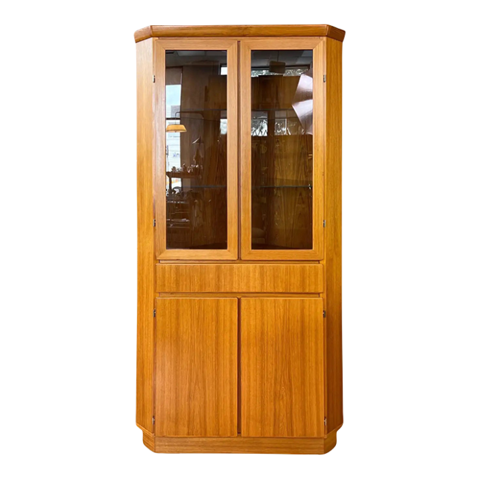 skovby mbelfabrik danish modern teak lighted corner display cabinet 1970s 2257