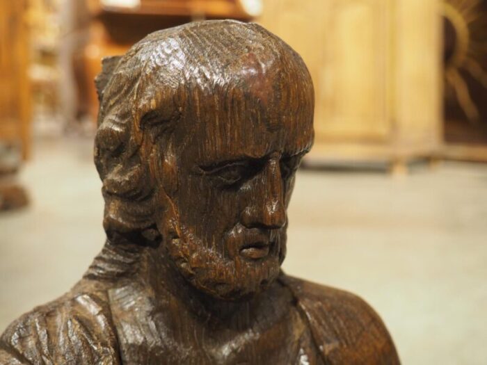 small 17th century oak carved bust from france 6339