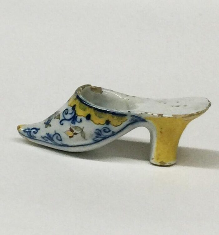 small 18th century polychrome earthenware shoe slippery from makkum netherlands 3