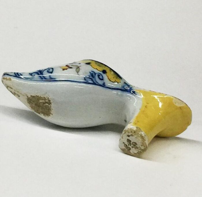 small 18th century polychrome earthenware shoe slippery from makkum netherlands 6