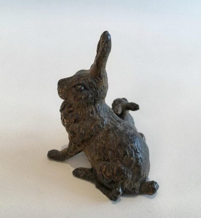 small bronze figure of rabbit and kit 1880s 3