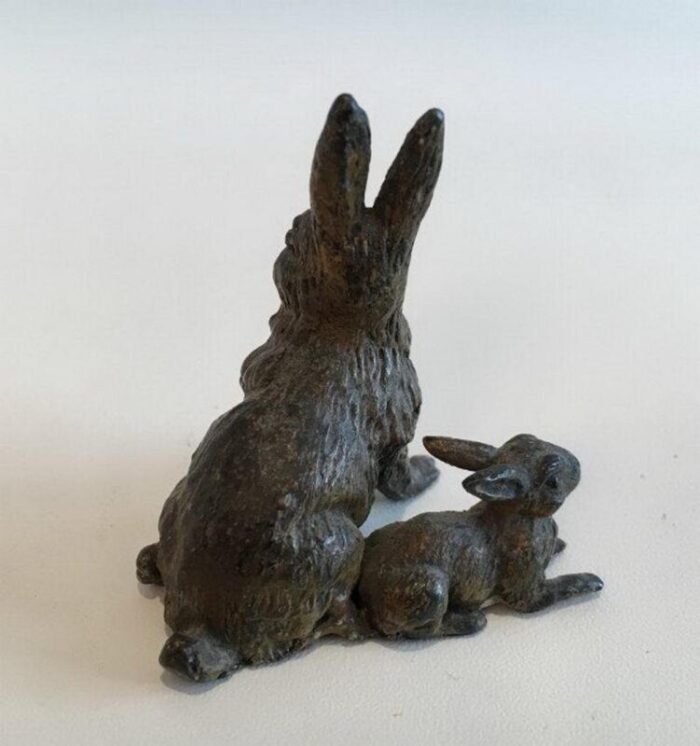 small bronze figure of rabbit and kit 1880s 4