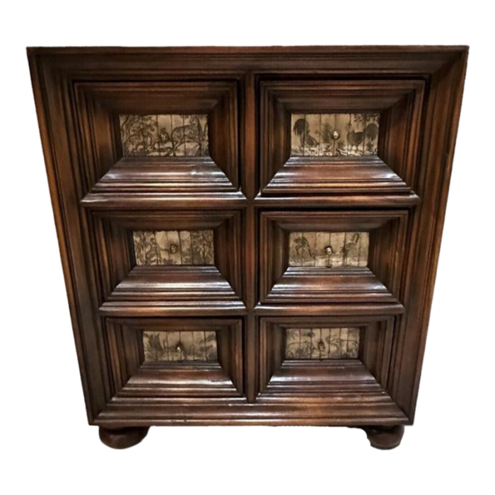 small cabinet with ornate print drawers 0806