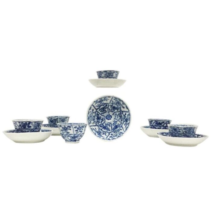 small chinese porcelain tea cups with saucers kangxi set of 6 1