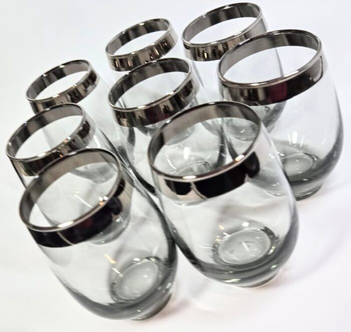 smoked grey dorothy thorpe style stemless goblets set of eight 0929