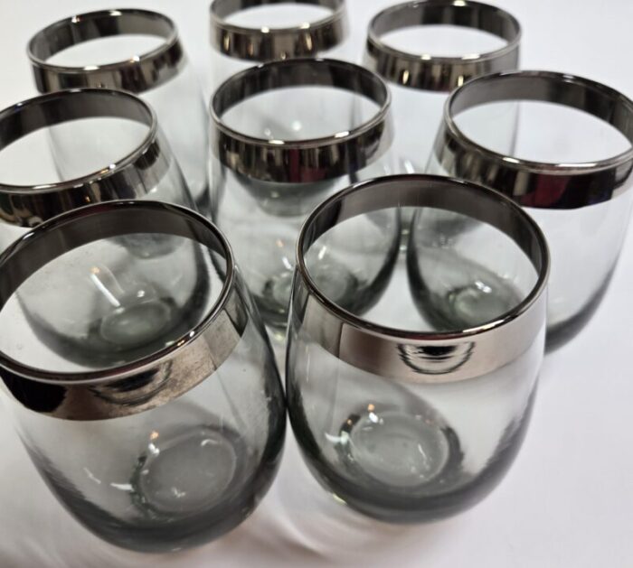 smoked grey dorothy thorpe style stemless goblets set of eight 3869