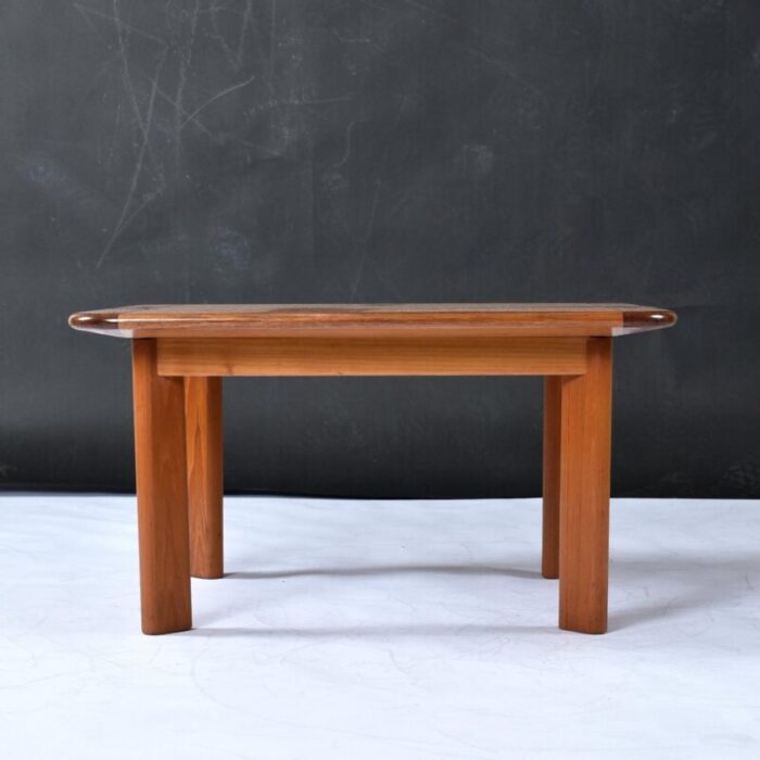 solid teak danish modern square coffee table or large side table refinished 7398