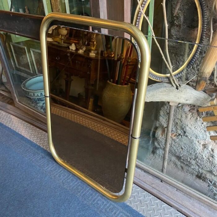 space age brass and pink glass wall mirror from cristal arte italy 1970s 2