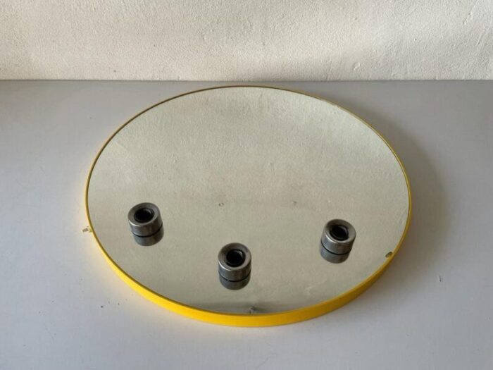 space age illuminated yellow round wall mirror from gedy italy 1970s 1