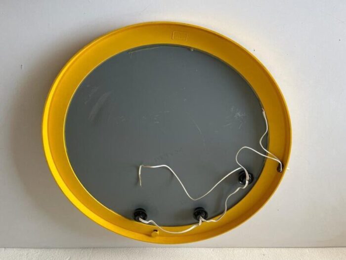 space age illuminated yellow round wall mirror from gedy italy 1970s 10