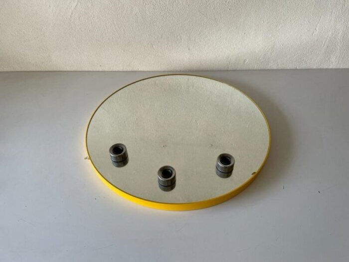 space age illuminated yellow round wall mirror from gedy italy 1970s 2